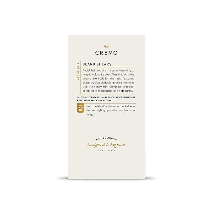 Cremo Beard Accessories, Beard and Mustache Stainless Steel Beard Shears with Synthetic Leather Carrying Case and Comb - Shape, Style And Groom Any Length Facial Hair