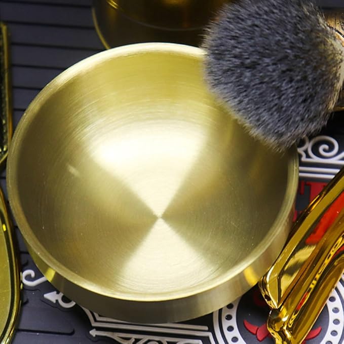 Homoyoyo Stainless Steel Shaving Soap Bowl with Lid Beard Shaving Cup Foaming Mug for Men Face Cleaning Grooming Tool in Gold