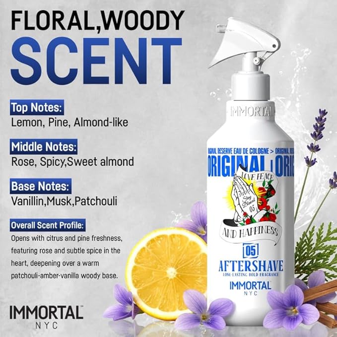 Immortal NYC Stay Blessed 05, After Shave Spray Body/Face Men's Cologne, 17 oz, Exclusive Barbers, Softens Skin, Refreshes, Purifies and Relieves Face and Skin, Moisturizing Formula After Shaving