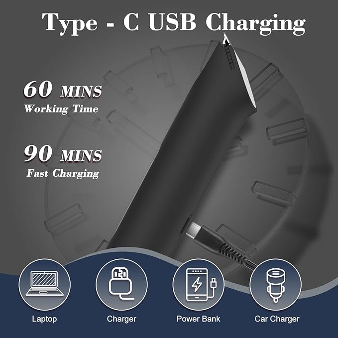 Hatteker 3 in 1 Multifunctional Dual - Head Body Hair Trimmer for Men, IPX7 Waterproof Nose/Eyebrow Trimmer, Rechargeable Body Electric Shaver Razor