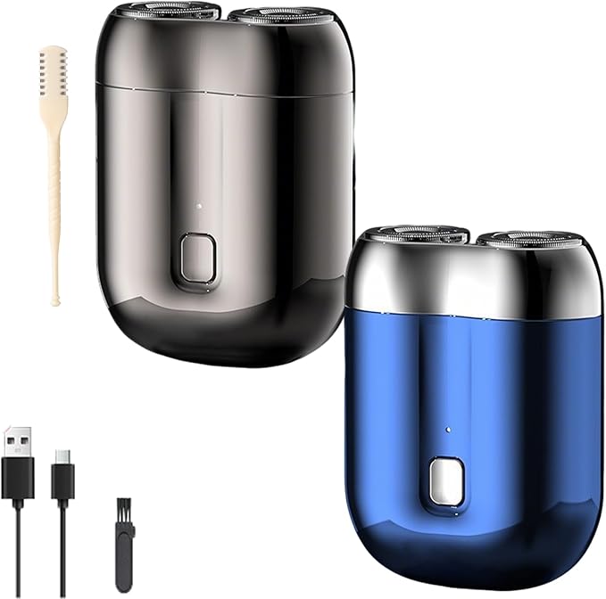 2026 New Upgrade Pocket Shaver USB Mini Shavers for Men, Portable Compact Rotary Dual Head Magnetic Waterproof Rechargeable Electric Shaver, Travel-Friendly (2Pcs C)