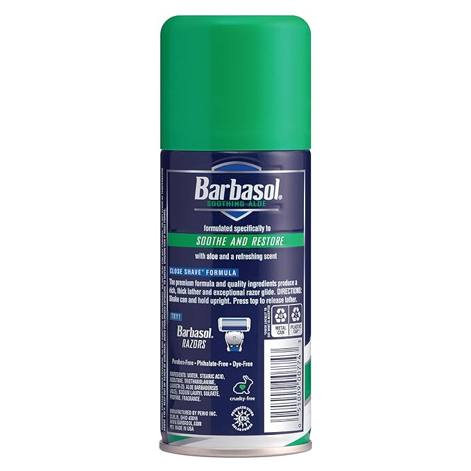 Barbasol Soothing Aloe Thick and Rich Shaving Cream, 7 Ounce, Pack of 6