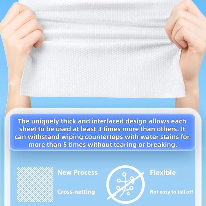 Disposable face towels, MIXUISEE thick and soft face towels. 100% pure cotton, super thick 130%. Suitable for makeup removal and cleansing, and applicable to sensitive skin. (100 pieces)