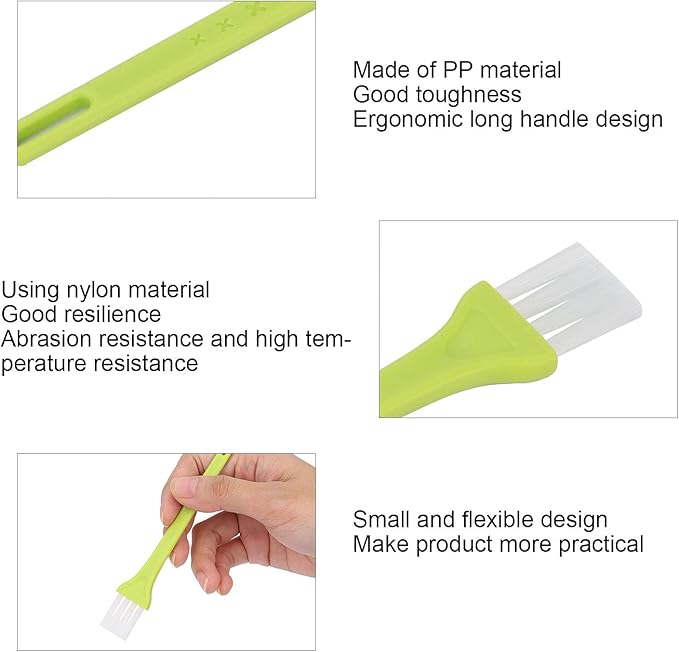 WNSC Electric Shaver Cleaning Brushes, 6pcs, Green Handle, White Nylon Bristles, PP Material, Ergonomic Long Handle, Hanging Hole Design