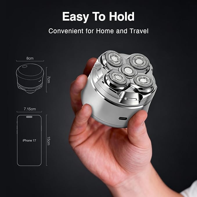 Head Shavers for Bald Men, Electric Shavers Razor, Rechargeable Bald Head Razor, 360°Close Shave for Men, 5D Magnetic Bald Head shavers Waterproof Mens Head Shaver for Wet/Dry Use (Silver)