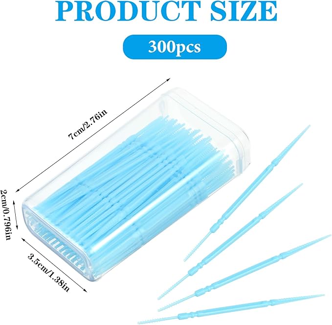 500pcs Double Head Dental Floss Interdental Brush 2-in-1 Disposable Plastic Multicolor Dental Pick Braces Cleaner Brush Oral Care Toothpicks (100pcs/Box)(300)