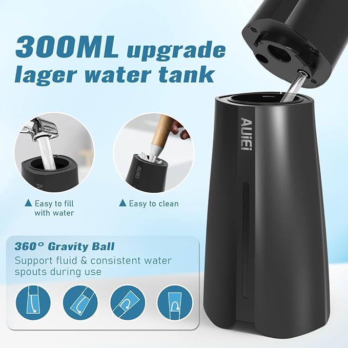 Water Flosser Pick for Teeth & Braces, 300ML Cordless Power Dental Flossers with 8 Jet Tips, Oral Irrigator 5 Pressure, IPX7 Waterproof, Portable for Home Travel