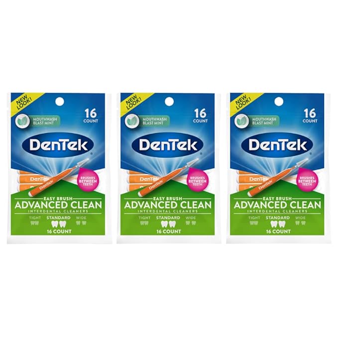 DenTek Easy Brush Interdental Cleaners, Standard, 16 Count, (Pack of 3)
