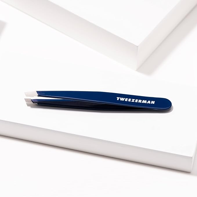 Tweezerman Exclusive Evening Blue Slant Tweezer - Hair Removal Tweezers, Stainless Steel