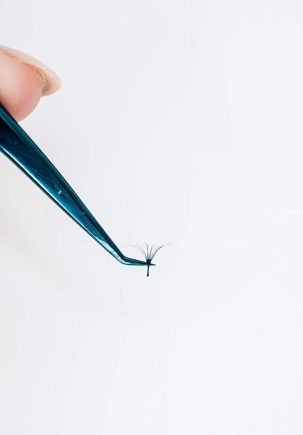 LivBay Lash - Blue Magic Eyelash Stainless Steel Tweezer for Volume Lash Extensions | Curved Tip | False Lash Applicator Tool (Professional Use Only)
