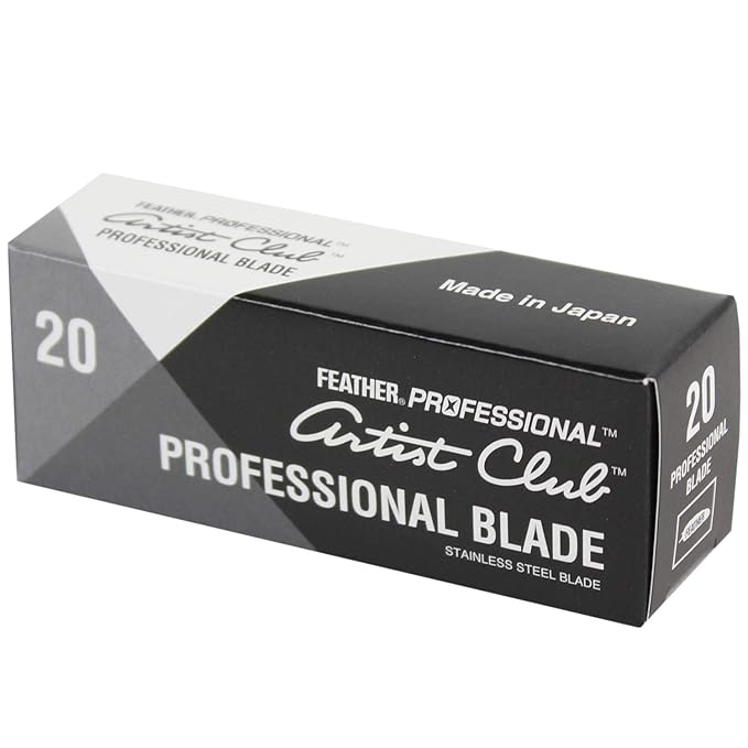 Feather Artist Club Professional Single Edge Razor Blades - Fits Any Artist Club Straight Razor - Platinum-Coated for Sharpness & Precision - Barber Supplies for Shaving & Outlining (20 Count)