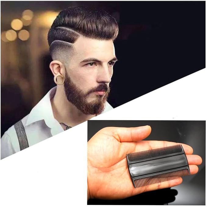 Favorict (3 Pack) 3.5" Pocket Hair Comb Beard & Mustache 2 Sides Combs for Men's Hair Beard Mustache and Sideburns (Black)