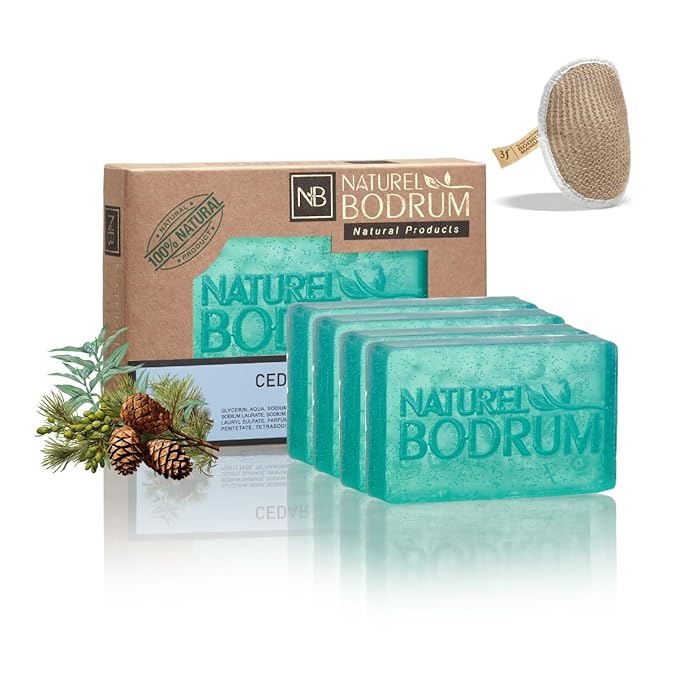 Cedar Sage Organic Soap Bar for Women & Men, Pack of 4 Glycerin Soap Bars - Skin Repair & Pore Cleansing Facial & Body Bar Soap with Vitamins C&E - Natural & Vegan Spa Gift, for All Skin Types
