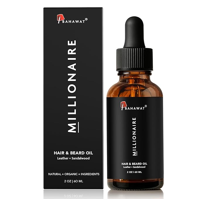 BAHAWAT Beard Oil -Premium Beard Oil Conditioner & Softener - Leather Sandalwood scent- Eliminates Beard Itch, Promote a Healthy, Full Beard, Natural Ingredients, 2 ounce.