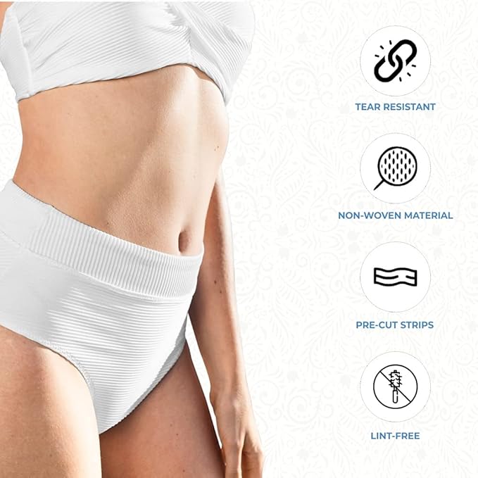 ForPro Professional Collection Non-Woven Epilating Strips, White, Tear-Resistant, Pre-Cut Strips For Hair Removal, 3" W x 9" L, 500-Count
