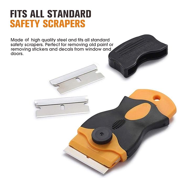 REXBETI 200PCS Single Edge Razor Blades, Industrial Razor Blades for Scraper, Suitable for Removing Labels, Decals, Stickers and Old Paint