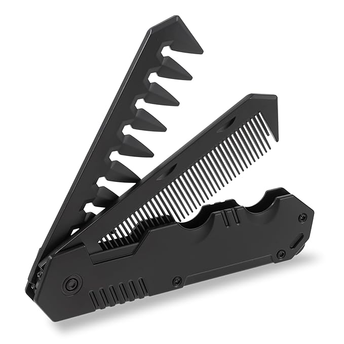 Protable Folding Comb Mens Foldable Hair Comb for Men 2 in 1 Pocket Beard Combs Travel Wide Tooth Size Combs for Groomsmen Father