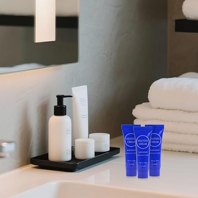 Disposable Shaving Cream for Men, Small Bottle Individually Wrapped Mini Shave Cream in Bulk, Travel Size Toiletries Amenities Vacation for Hotel, Shelter/Homeless/Nursing/Charity 0.34oz (Pack of 100)