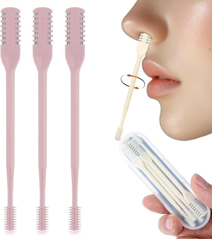 360° Nostril Hair Remover Tool,Portable Nose Hair Trimmer for Men Women,2-in-1 Nasal Hair Cutter,Upgrade Double Sided Nose Knife. (Pink, 3 Pcs)