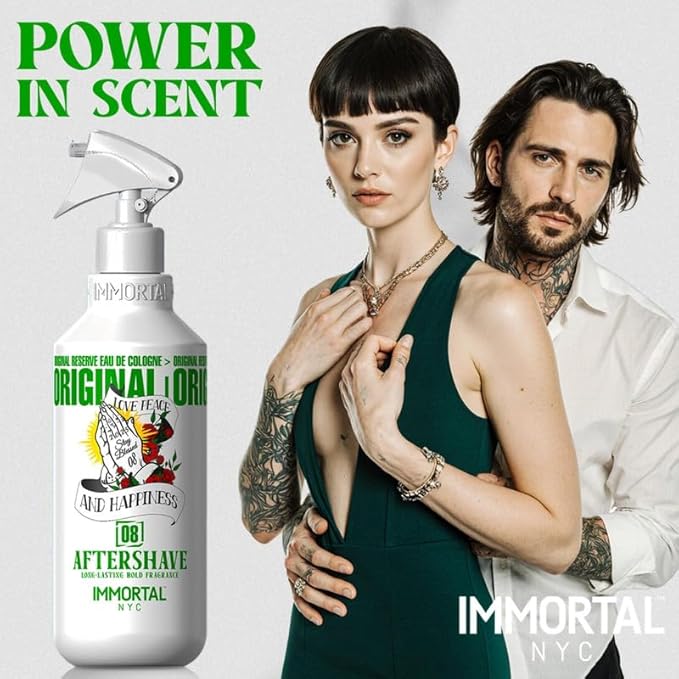 Immortal NYC Stay Blessed 08, After Shave Spray Body/Face Men's Cologne, 17 oz, Exclusive Barbers, Softens Skin, Refreshes, Purifies and Relieves Face and Skin, Moisturizing Formula After Shaving