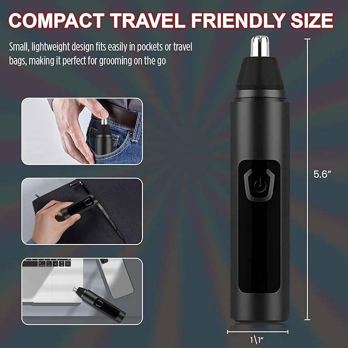 Nose Hair Trimmer for Men Women - Electric Nose Hair Clipper with Replaceable Stainless Steel Blade, Powerful 6500RPM Motor, Wet/Dry Use, Portable USB Rechargeable Design | Black