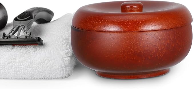 Wood Shave Soap Bowl with Lid, Razor Bowl Mug for Men, Oak Shaving Foam Cream Box, Facial Cleansing Shaving Soap Holder for Barber and Travel Use