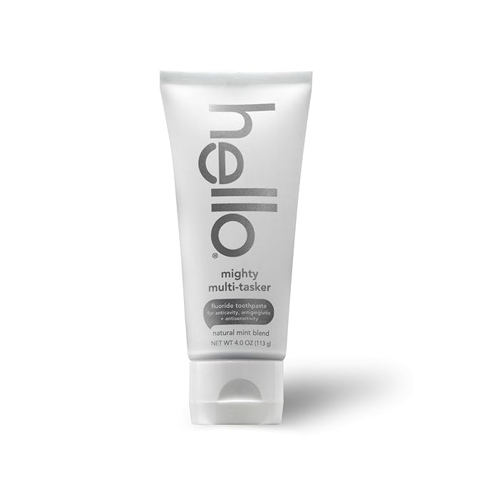 hello 8 in 1 Mighty Multi-Tasker Fluoride Toothpaste Pack, SLS Free Toothpaste with Fluoride, Antigingivitis and Antisensitivity, Strengthens Enamel and Whitens, Natural Mint Blend, 2 Ct, 4.0 Oz Tubes