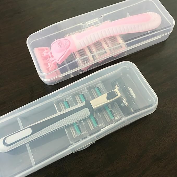 White Transparent Shaving Box for Shaver Razor, Razor Protector Plastic Box Cover Container Storage System Razor and Brush Stands for Manual Razor Beauty and Personal Care