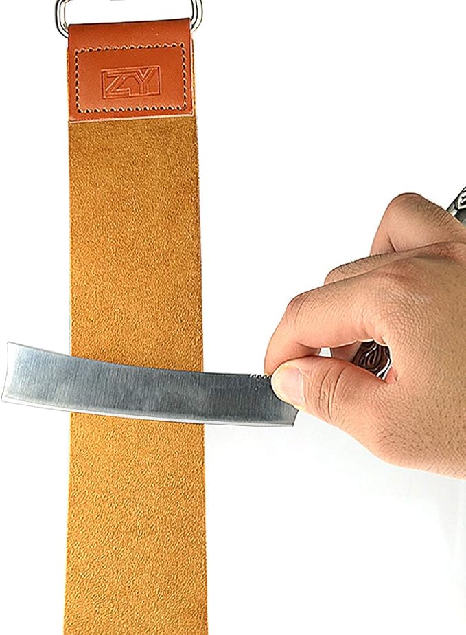 Straight Razor Strops with Sharpening Stone Dual Leather Strops Barber Hair Removal Shaving Sharpener Folding Knife Sharpening Belt