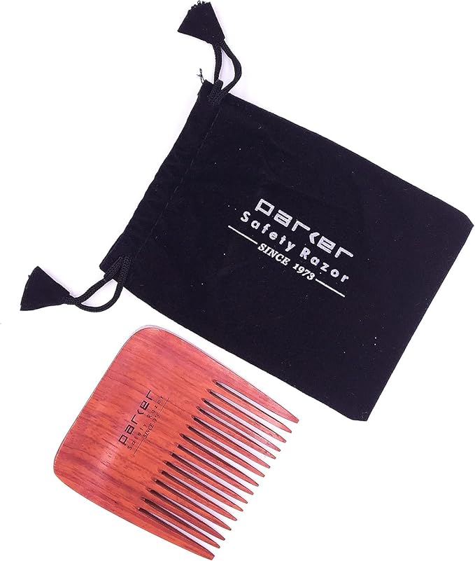Parker's Premium Rosewood Wide Tooth Beard Comb with Jute Pouch