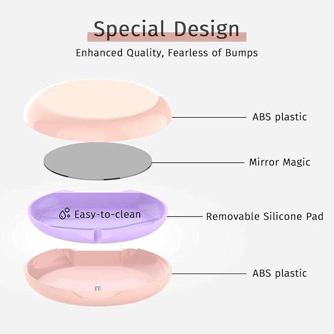 2 Pack Retainer Case with Mirror, Compatible with Invisalign, Orthodontic Aligner Case with Removal Tool and Brush, Pink