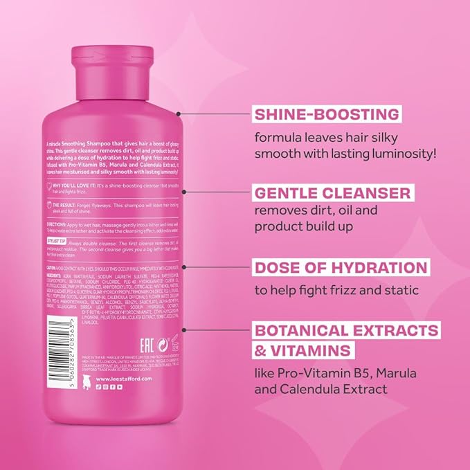 Lee Stafford Smoothing Shampoo | Illuminate & Shine - Best for Dry Dull Hair, Lightweight Clarifying Gel for A High Gloss Sleek Silk Shiny Finish, Infused with Marula Oil for Rich Moisture, 16.9 Fl Oz