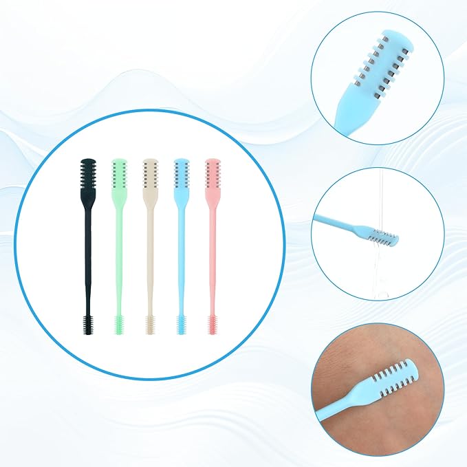 2-in-1 Nose Hair Cutter Double Sided Nos Hairs Trimmers 5PCS 360° Rotating Blade Nostril Remover Tool Portable Manual Nose Hair Knife with Case Nasal Hairs Cutter Ear Soft Cleaning Brush