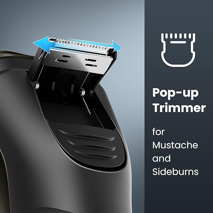 Electric Razor for Men Waterproof - Wet/Dry Cordless Rotary Shaver - Precision Blades Sensitive Skin Care, USB Fast Charging & Pop-up Trimmer Luxury Black Upgraded