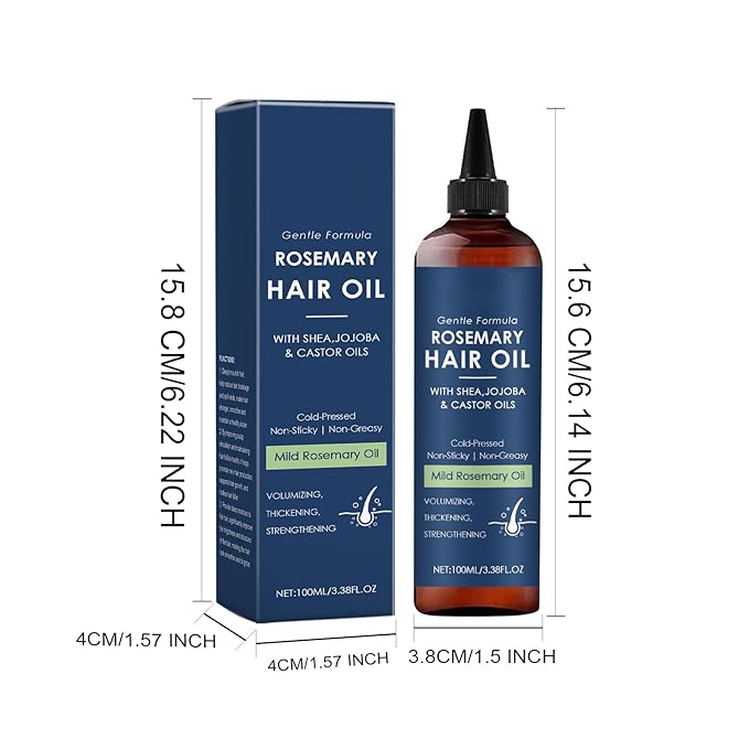 100ml Rosemary Hair Growth Oil - Scalp Care & Hair Repair Treatment with Jojoba & Castor Oils for Dry, Damaged Hair - Reduces Split Ends & Frizz