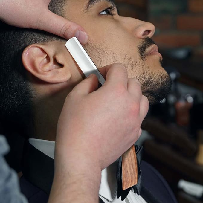 Straight razors for men Professional Straight Edge Barber Razor Premium Stainless Steel Shaver Razor with Shaving Strop for Men Home & Salon Grooming Using (NO.184)