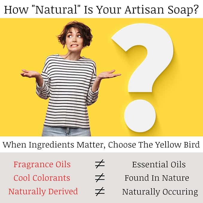 The Yellow Bird Natural Charcoal Soap Bar for Face, Body, Acne, and Sensitive Skin. Handmade with Organic Ingredients & Essential Oils