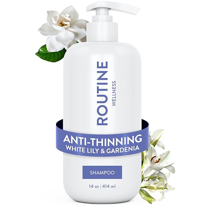 Routine Wellness Anti-Thinning Volumizing Shampoo for Thinning Hair & Hair Loss - Grow Your Confidence with Biotin & DHT Blockers - 14 oz White Lily & Gardenia