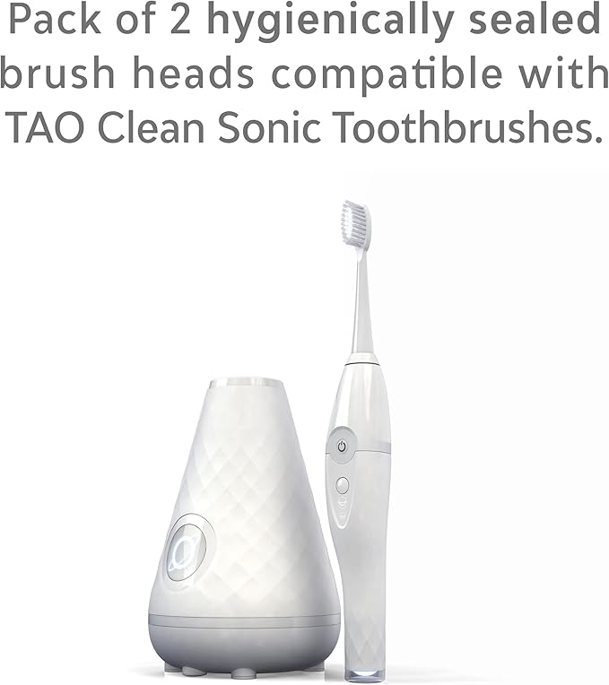 TAO Clean Sonic Electric Toothbrush Replacement Heads (2-Pack) – Whitening Head – Replacement Heads for The TAO Clean Electric Toothbrush and Docking Station