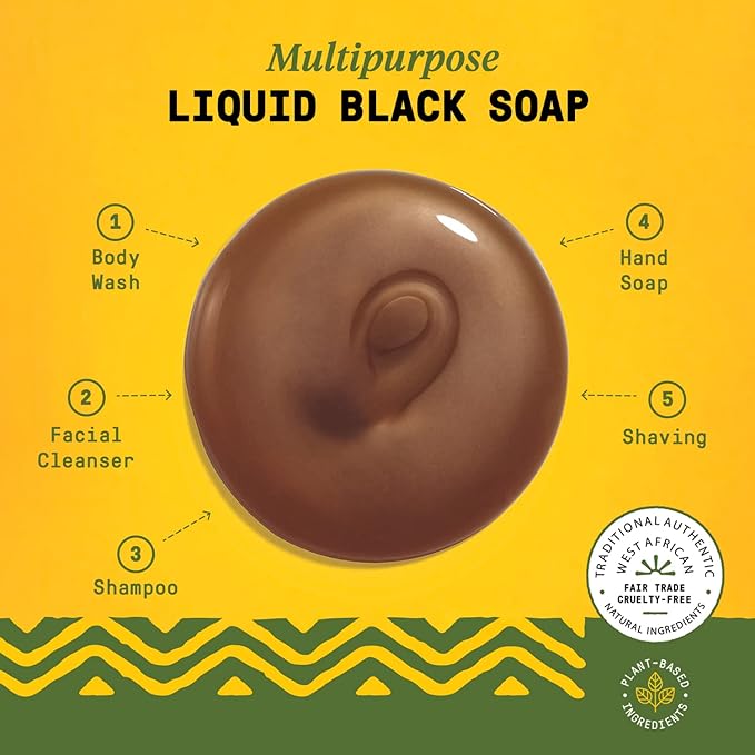 Alaffia Skin Care, Authentic African Black Soap, All in One Liquid Soap, Acne Face Wash, Moisturizing Body Wash, Shampoo, Shaving Soap, Shea Butter, Eucalyptus Tea Tree, 32 Fl Oz