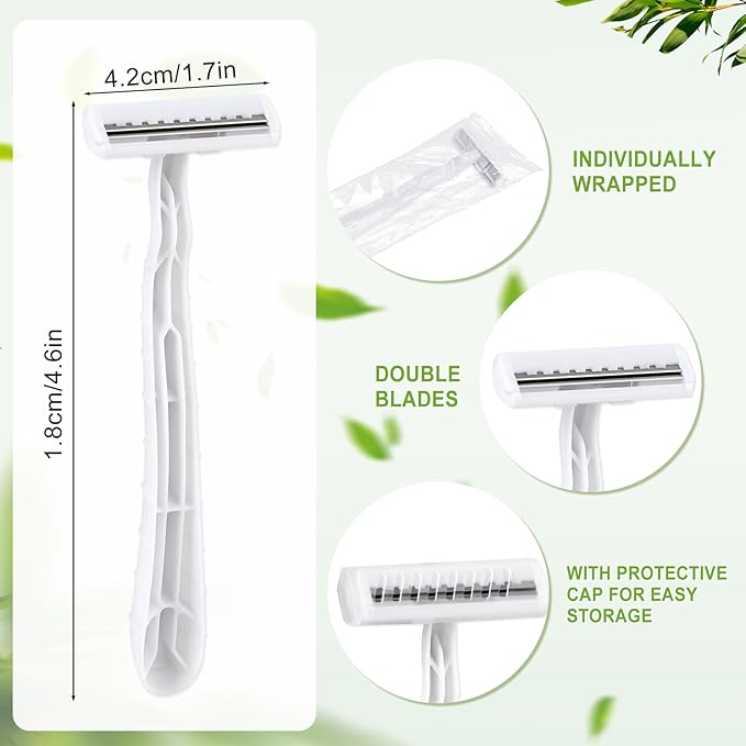 Disposable Razors, White Bulk Razors With Knife Caps, Individually Packaged, Razors In Bulk Suitable For Hotels, Shelters, Homeless People, Nursing Homes, Charities, Churches (150-PACK)