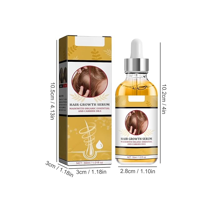 30ml Hair Growth Serum for Women & Men – Natural Plant-Based Formula with Ginseng & Ginger Oil to Reduce Hair Loss, Thicken Hair, and Stimulate New Growth
