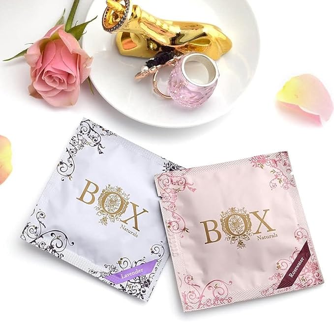 Cleansing Towelettes Organic Essential Oils Biodegradable (Rose) 12 Pack For Face and Body - Wet Wipes