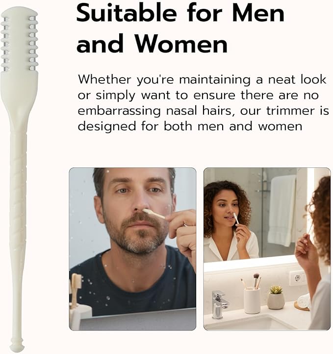 Mcbazel 5Pcs 2-in-1 Nasal Hair Cutter, Double-Sided Nose Hair Cutter, Manual 360° Rotating Nose Hair Trimmer for Men and Women, Portable, Compact, No Batteries Required - Cream Color