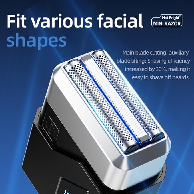 Electric Foil Shavers for Men, Waterproof Cordless Beard Trimmer with LED Display & Type-C Fast Charge, Portable Travel Electric Razor for Face, Gifts for Dad Him (Silver)