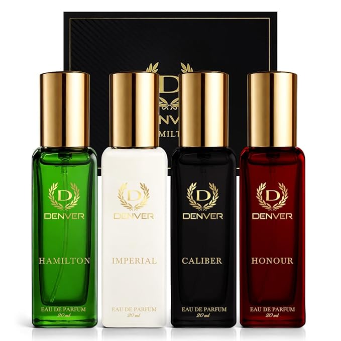 Denver Hamilton Luxury Gift Set for Men, 4 x 0.68 Fl Oz Eau de Parfum Collection | Hamilton, Caliber, Imperial and Honour | Long-Lasting Fragrance and Odor Protection