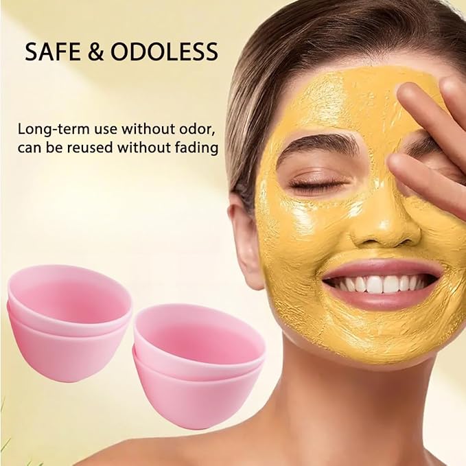 6 Pack Silicone Face Mask Mixing Bowls - Microwave & Freezer Safe, Non-Stick Esthetician Bowls for DIY Skincare, Clay Masks, Hair Color, 3.3-inch Esthetician Supplies(Pink)