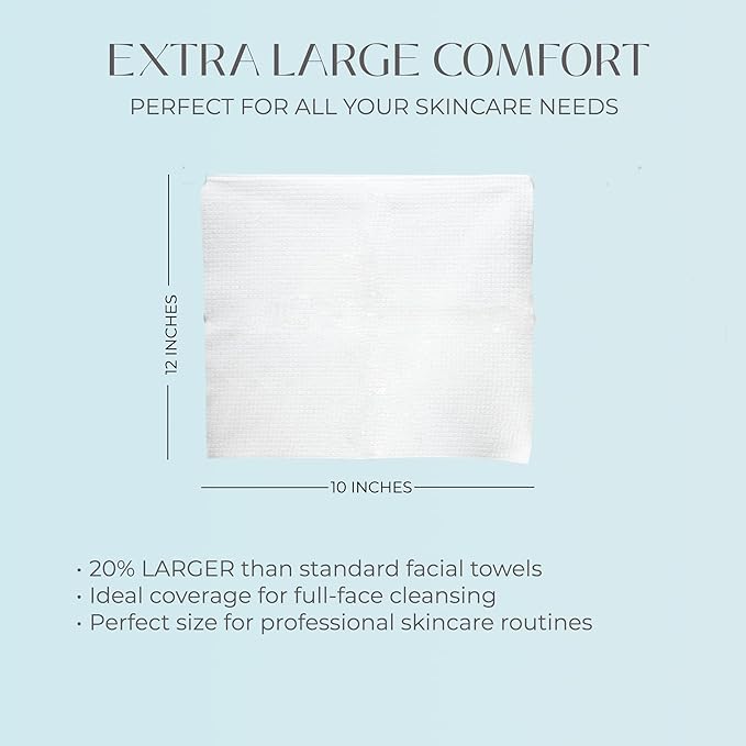 Disposable Cotton Face Towels – Super Soft Face Dry Wipes, Hypoallergenic Makeup Remover Wipes, for All Skin Types Incl. Sensitive Skin, Facial Cloths 100% Biodegradable- 50 Count
