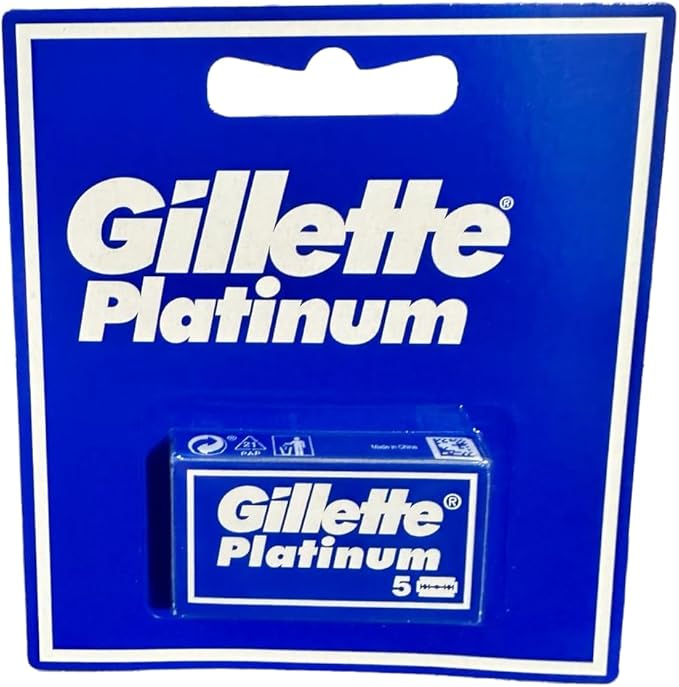 Gillette Double Edge Platinum Safety Razor Blades for Men, Pack of 50 Stainless Steel Refill Blades