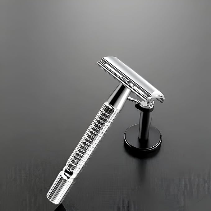 Double Edge Safety Razor for Men and Women - Butterfly Open Shaving Razor with 10 Stainless Steel Blades, Precision Shaving, Durable, Eco-Friendly 12-Piece Kit